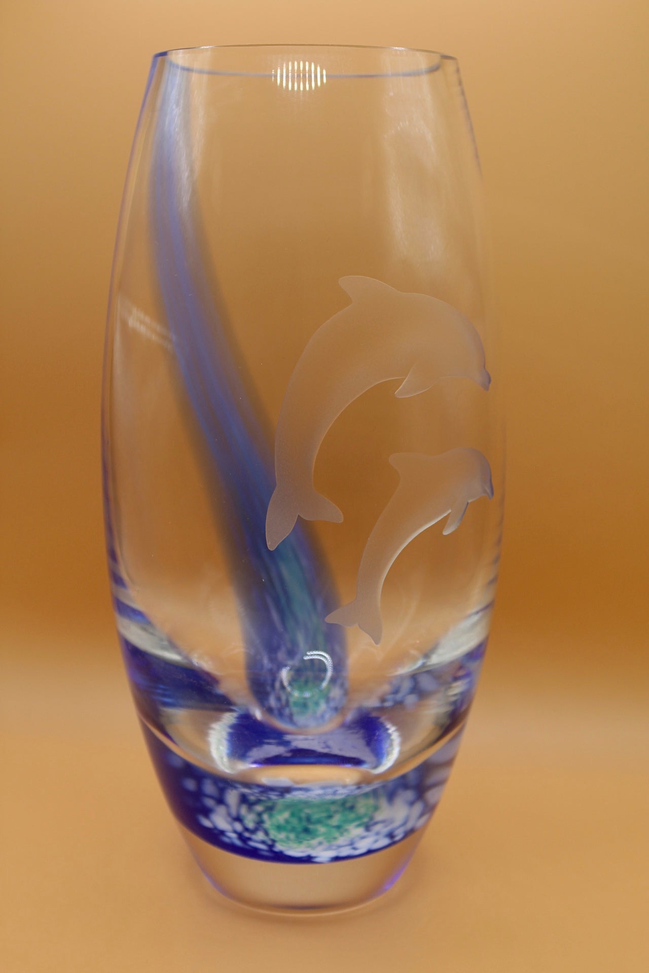 Crystal Dolphin Vase