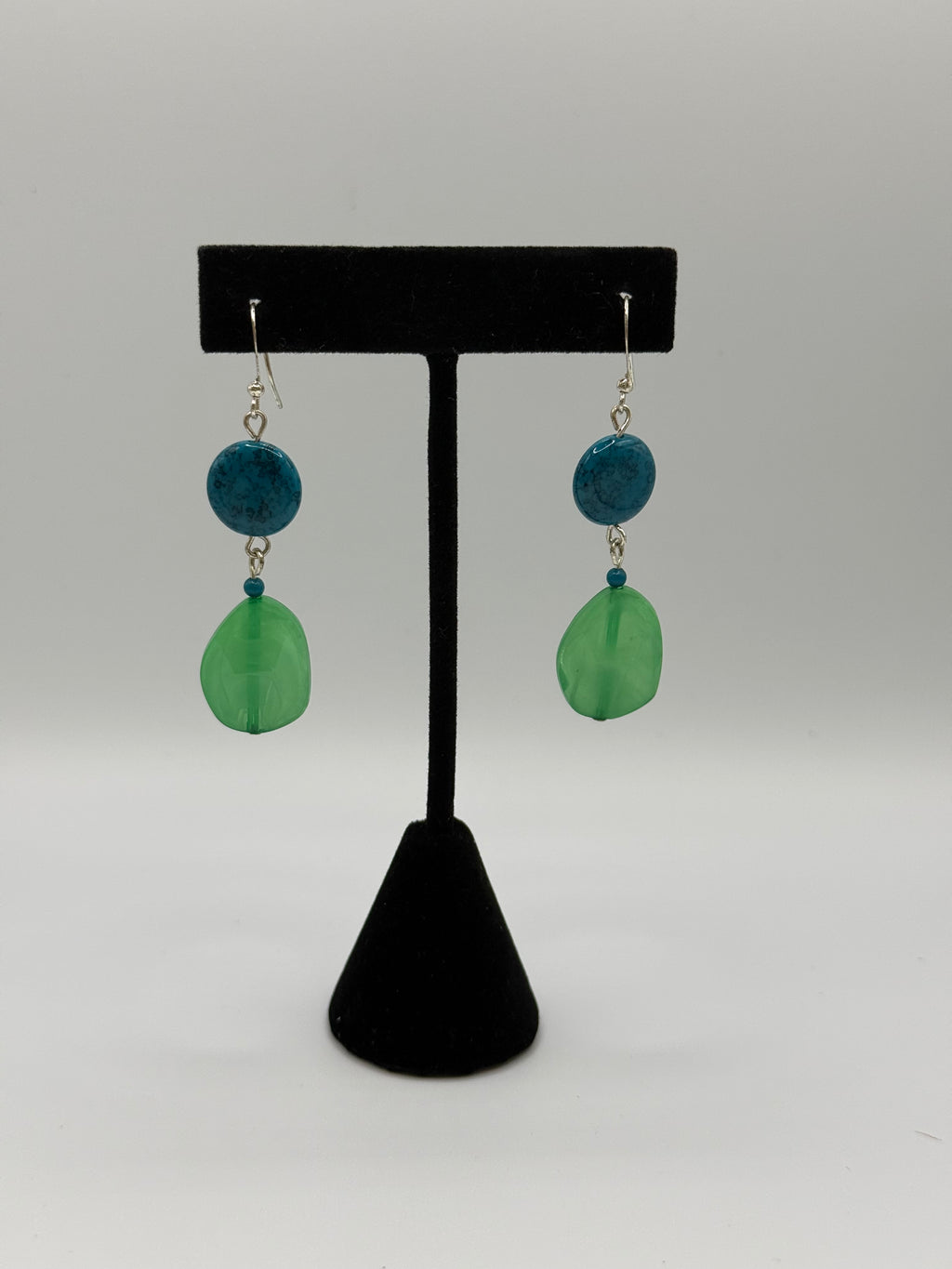 Green and Turquoise Dangle Earrings #124