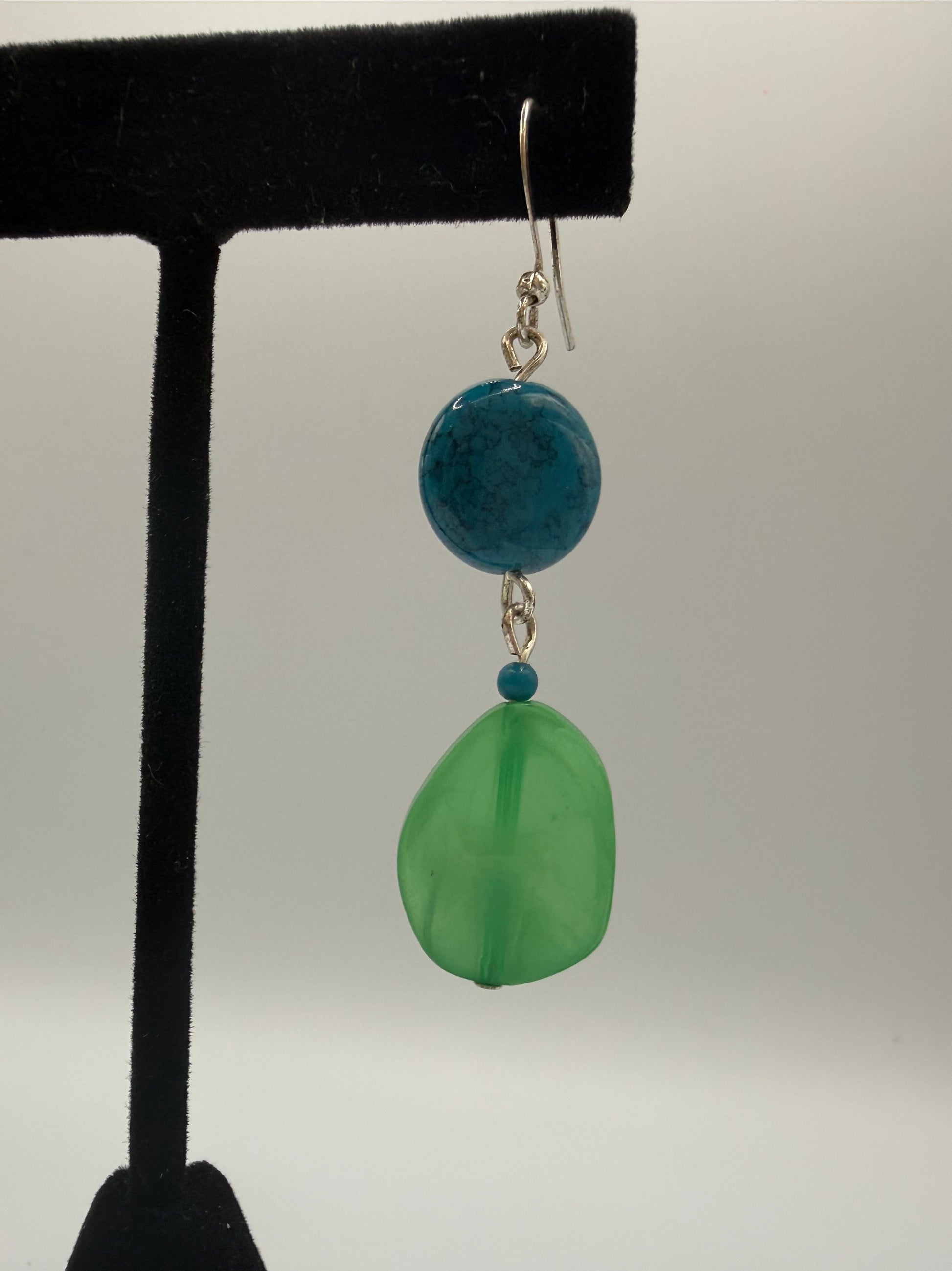 Green and Turquoise Dangle Earrings #124