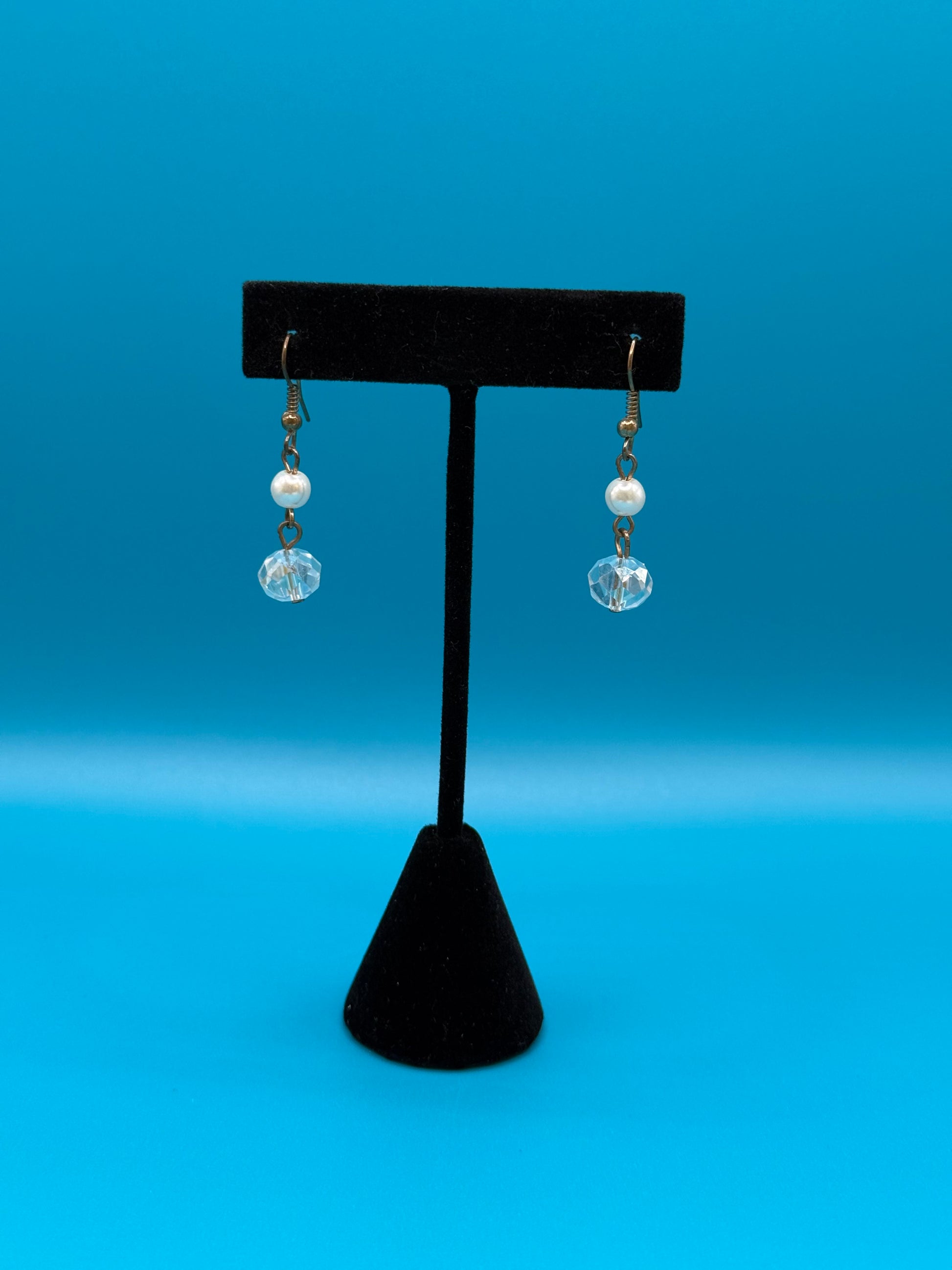 Crystal and Pearl Dangle Earrings #118