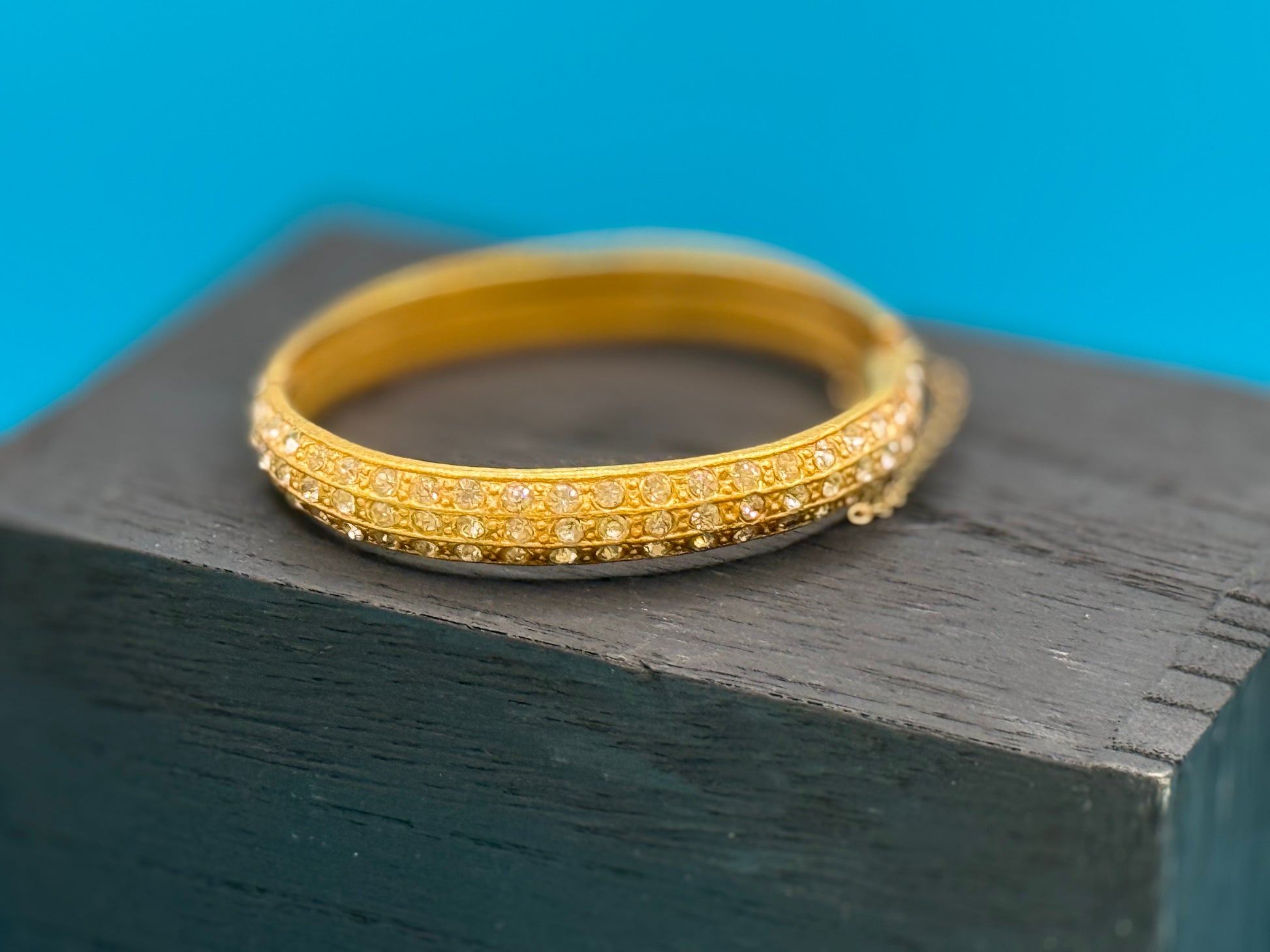 Gold Crystal Bangle Bracelet