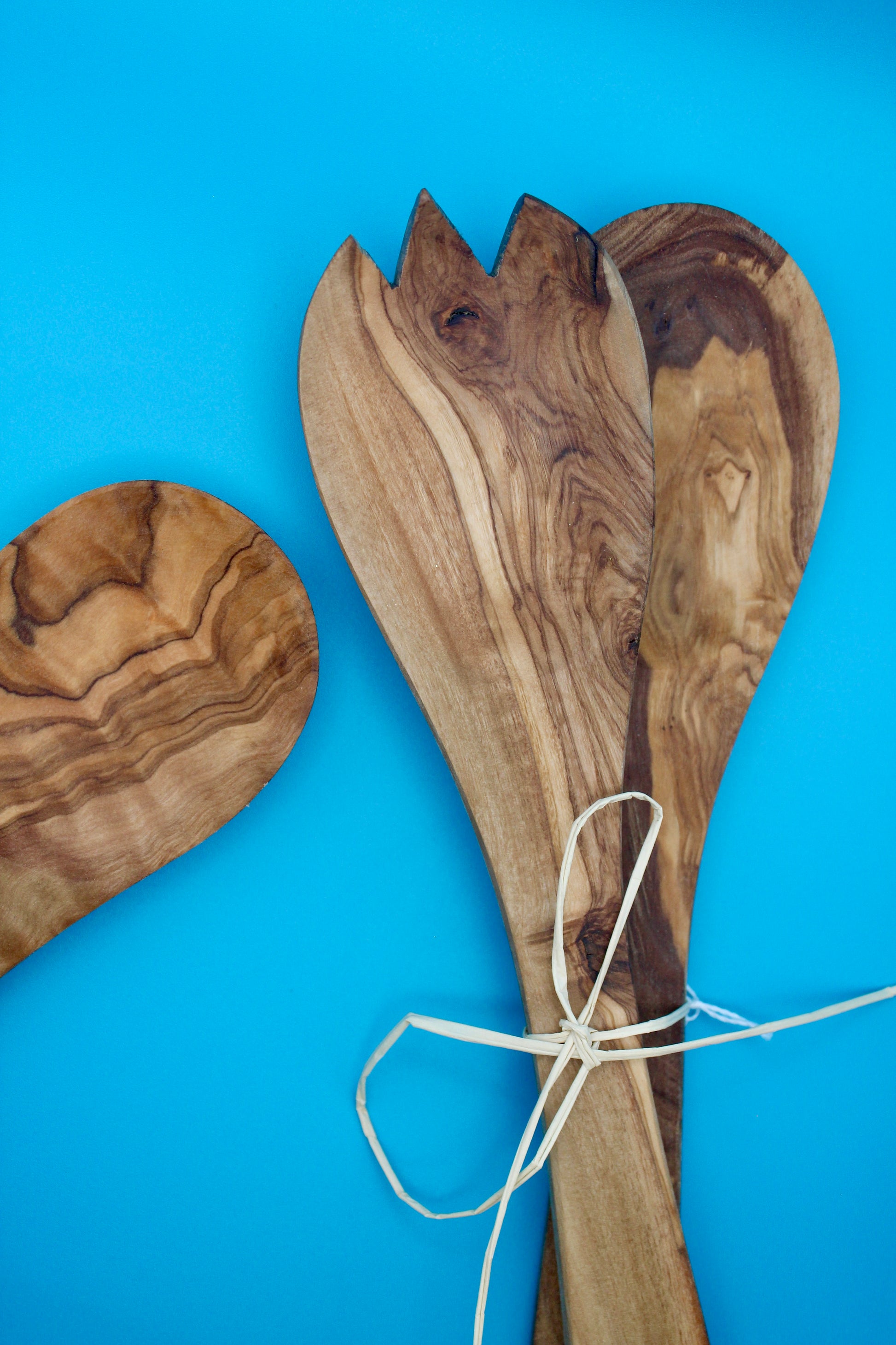 Olive Wood Salad Tong Set