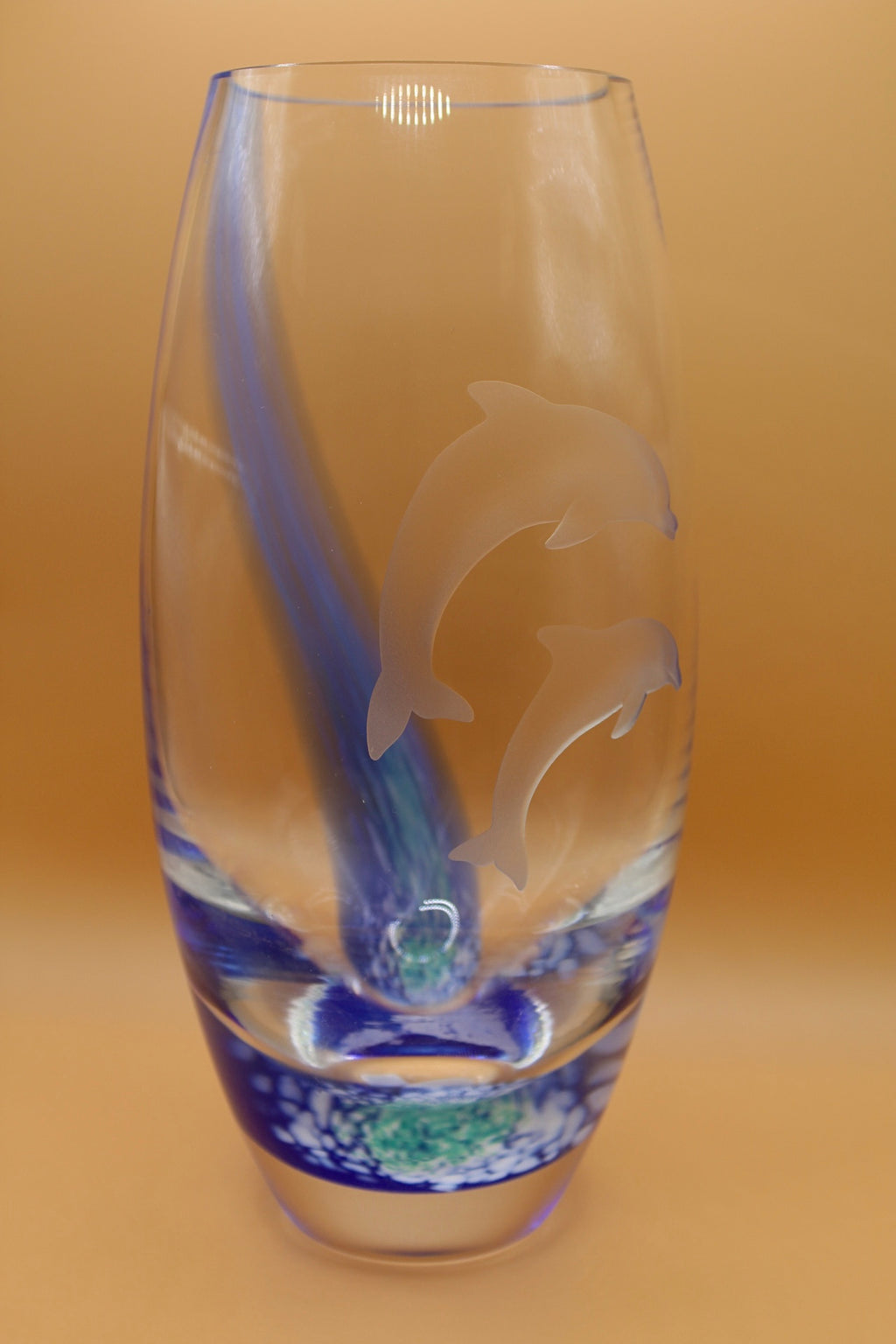 Crystal Dolphin Vase