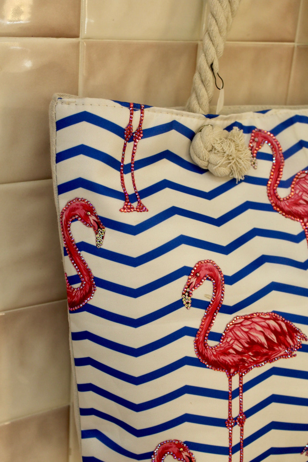 Flamingo Blinged Beach Bag