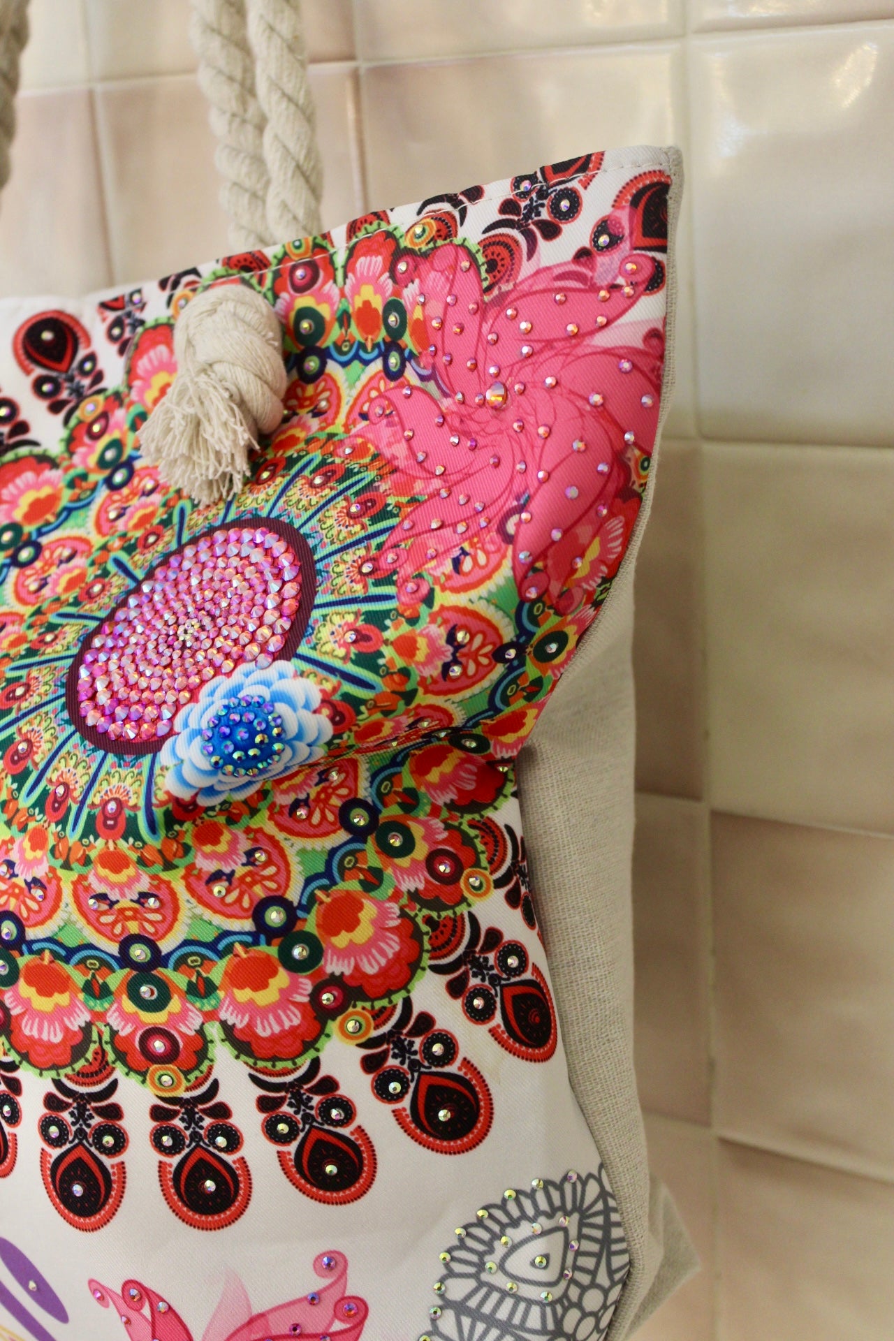 Vibrant Mandala Beach Bag