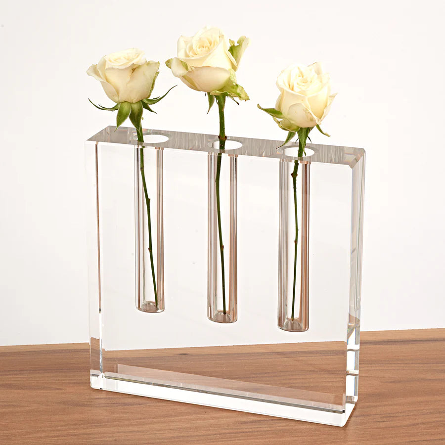 Crystal Triple Bud Vase