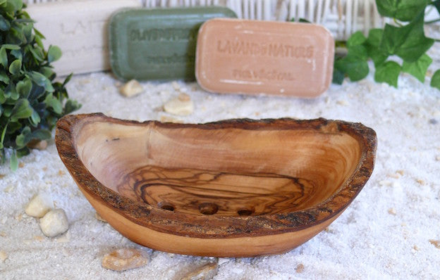 Rustic Olive Wood Oval Soap Dish
